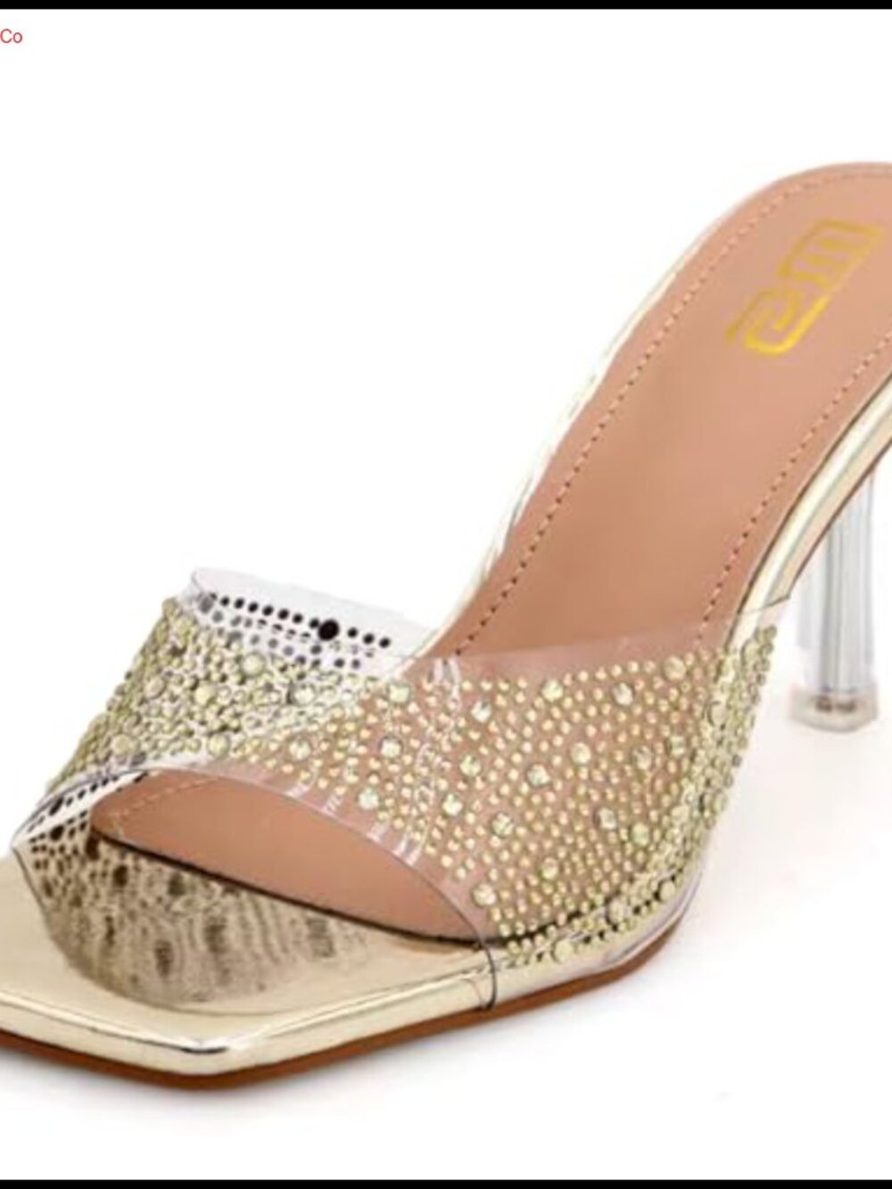 Rhinestone Stiletto High Heel Sandals Square Open Toe Backless Slip-On